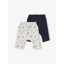 Lot de 2 pantalons bébé en nid d&rsquo;abeille lot ivoire