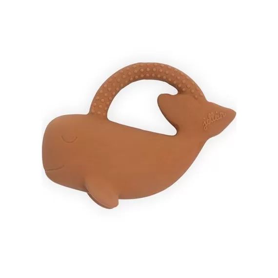 Anneau de dentition en caoutchouc baleine caramel