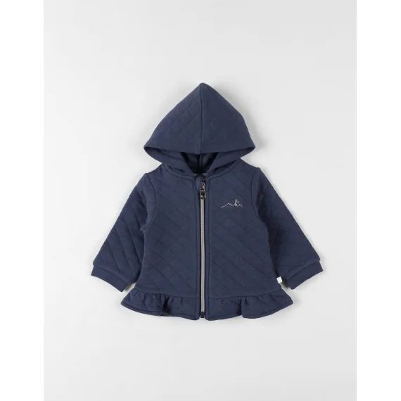 Veste À Capuche Zippée Matelassée Bleu
