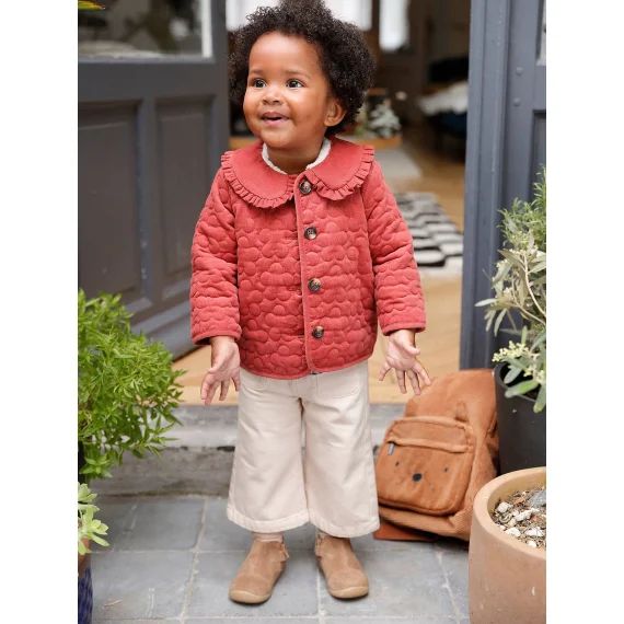 Veste matelassée en velours doublé sherpa bébé terracotta