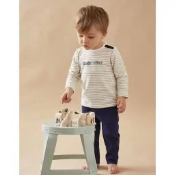 Set t-shirt rayé + pantalon denim bleu