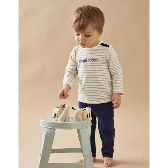 Set t-shirt rayé + pantalon denim bleu