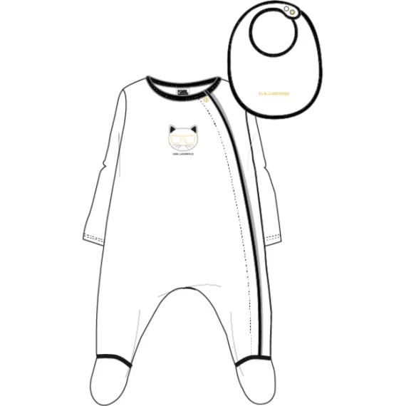 Pyjama et bavoir coton Fille Blanc