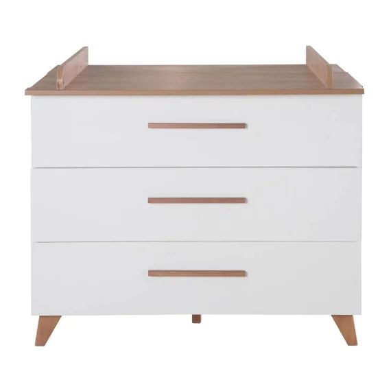 Commode À Langer Évolutive 3 Tiroirs À Extension Totale Ole Blanc – Chêne Foncé