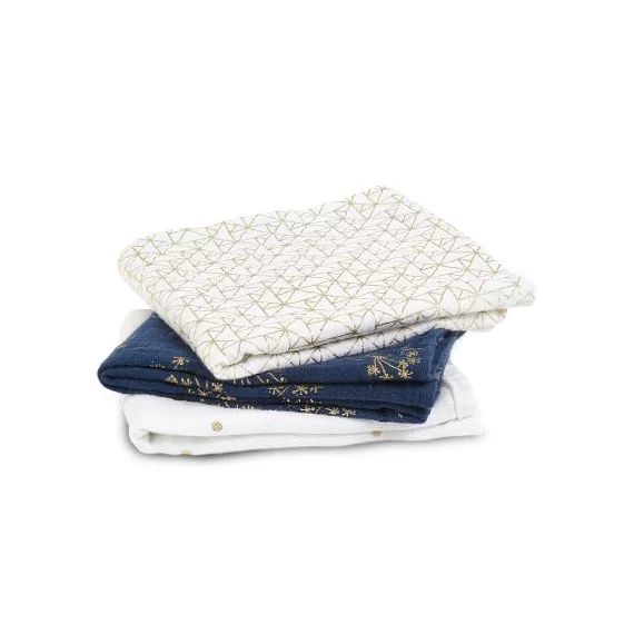 Lot de 3 langes métalliques Gold deco (70 x 70 cm)