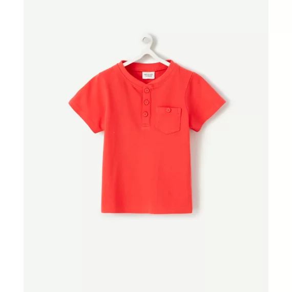 Polo bébé garçon rouge col tunisien –  – Soldes