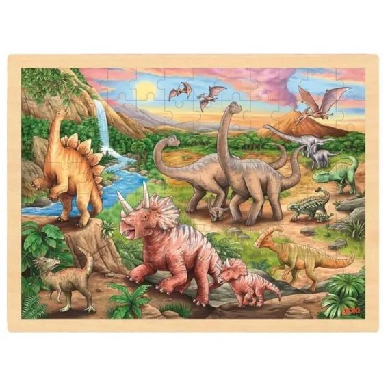 Puzzle En Bois La Vallée Des Dinosaures – Goki – Moins De 100 Pièces – Mixte – A Partir De 6 Ans Blanc