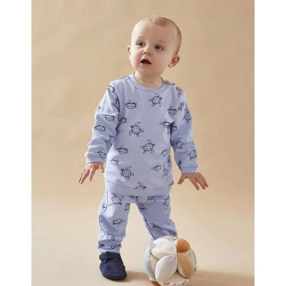 Set sweatshirt + jogging imprimé tortue bleu