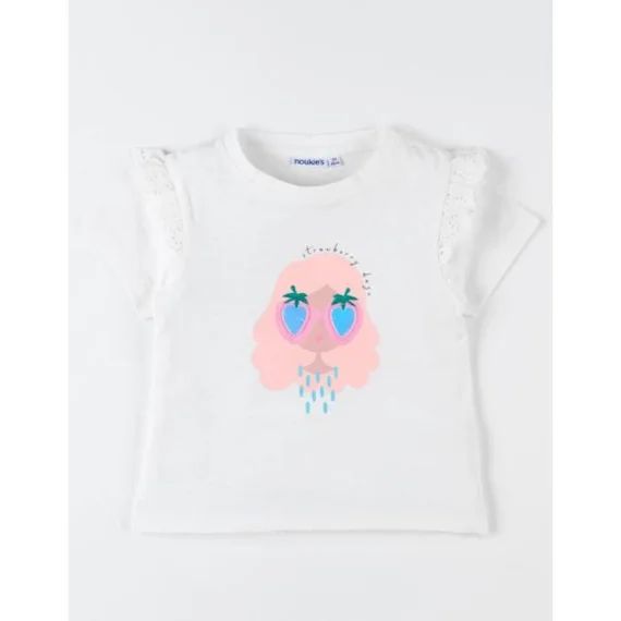 T-shirt Manches Courtes Imprimé Petite Fille Blanc