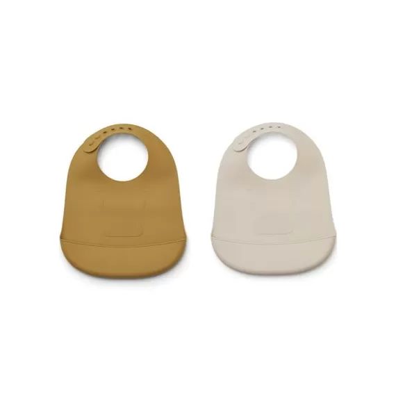 Lot de 2 bavoirs à poche Tilda Mr Bear golden caramel sandy mix