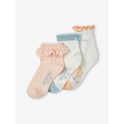 Lot de 3 paires de chaussettes fantaisie bébé fille rose pâle