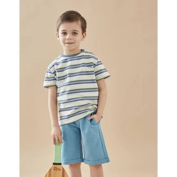 T-shirt rayé en coton BIO vert