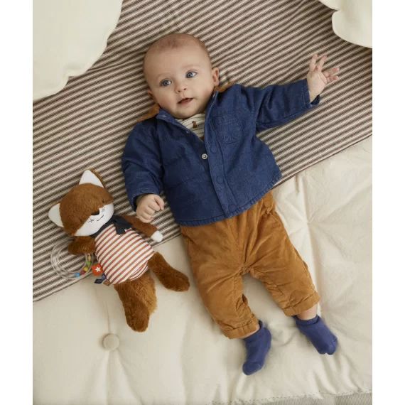Chemise style surchemise bleue avec col camel bébé garçon –  – Soldes