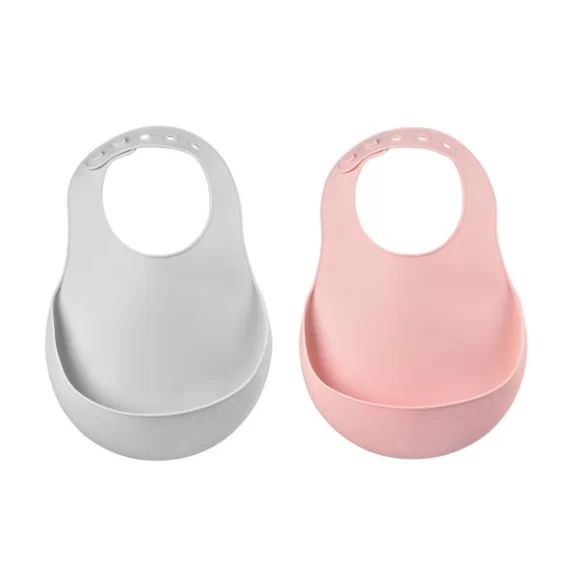 Lot Bavoirs Silicone Béaba – Light Mist/Old Pink