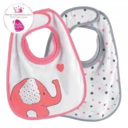 BIB&rsquo;up Lot de 2 bavoirs magiques rose et gris rose