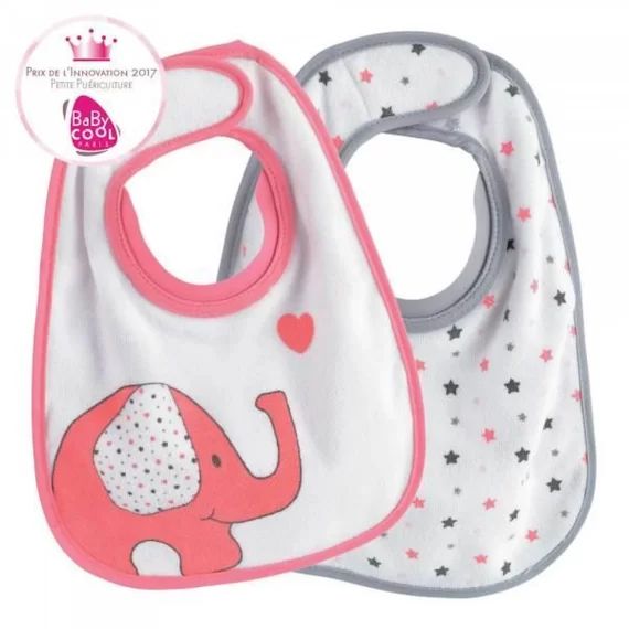 BIB&rsquo;up Lot de 2 bavoirs magiques rose et gris rose