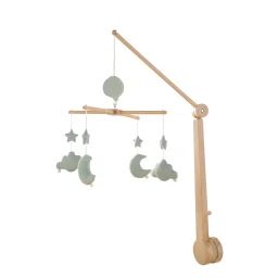 Mobile Musical Bébé En Bois Avec 4 Jouets Vert