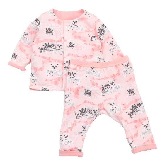 Ensemble cardigan et pantalon Fille Rose