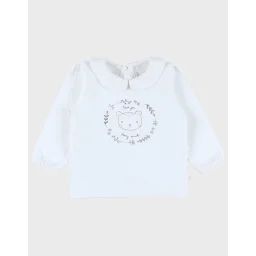 T-shirt En Coton À Manches Longues Imprimé Ours Blanc