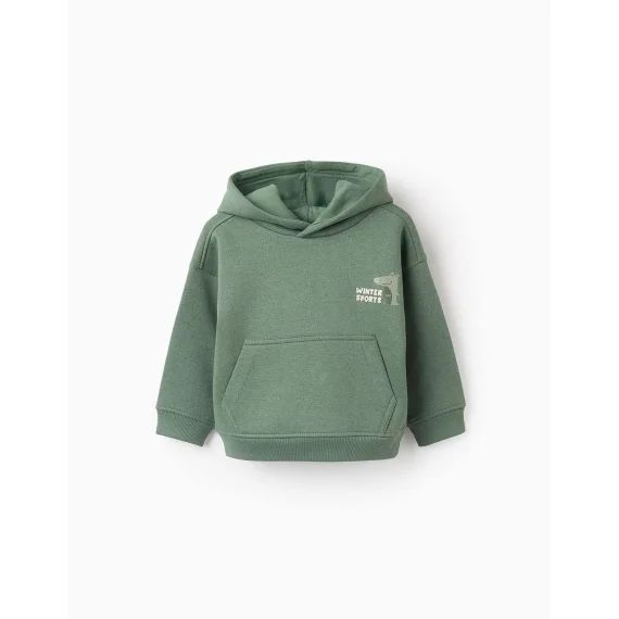 Sweat Gratté Avec Capuche Vert