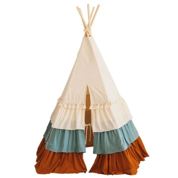 Tente Tipi Cirque Avec Volants Et Tapis En Coton Beige