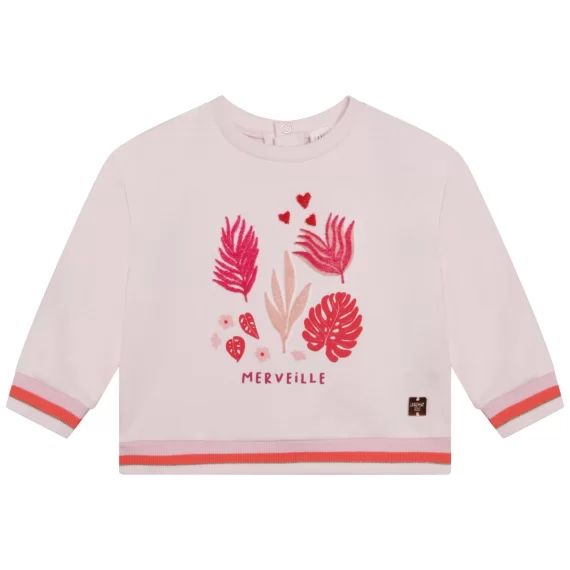 Sweat-shirt imprimé col rond Fille Rose