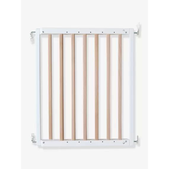 Barrière de sécurité enfant en bois naturel/blanc