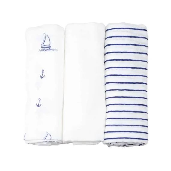 lot de langes Bleu pour bébé blanc