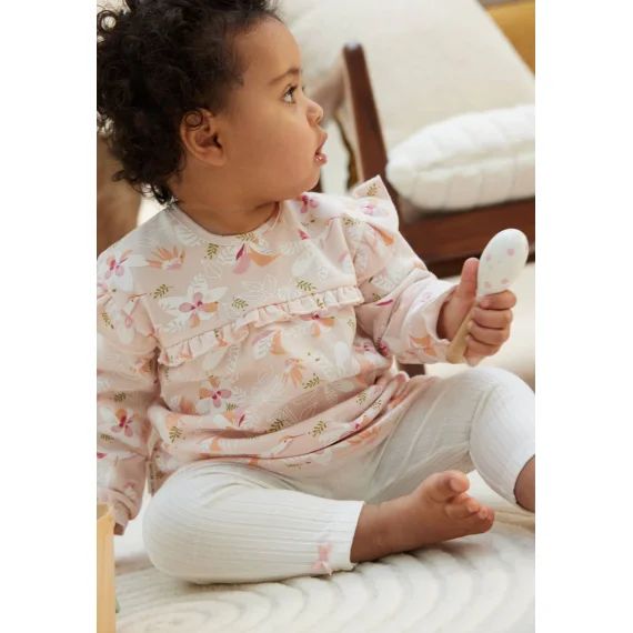 Ensemble Bébé Robe En Molleton Et Legging Kalaoupe Rose