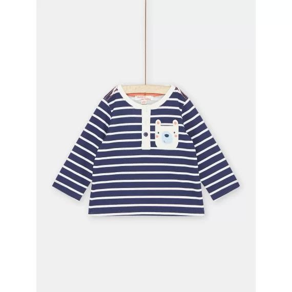T-shirt Bleu Foncé Et Blanc À Rayures Bébé Garçon – Kaki