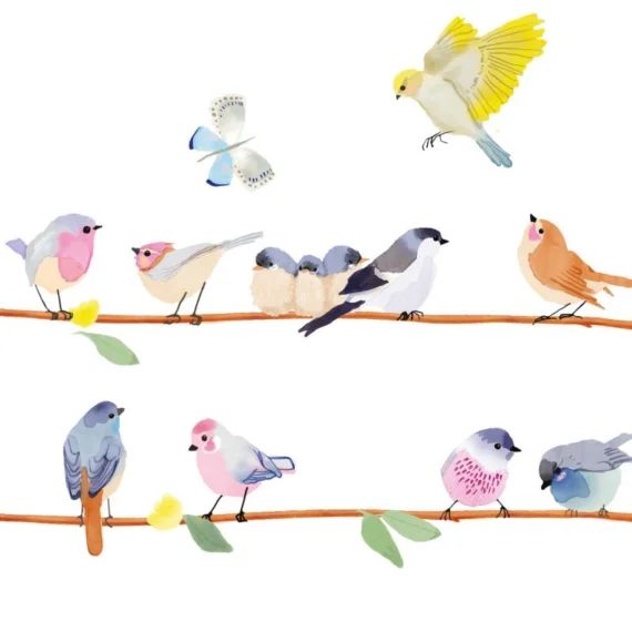 Frise adhésive sticker Branche d&rsquo;oiseaux (2,1 m)