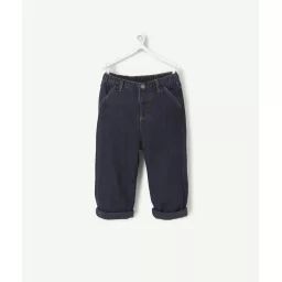 Pantalon relax bébé garçon en denim bleu brut low impact