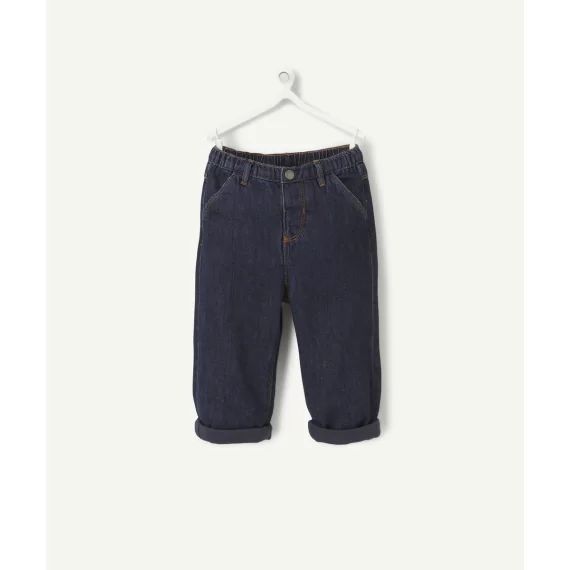 Pantalon relax bébé garçon en denim bleu brut low impact