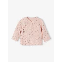 Brassière naissance bébé ouverture naissance en gaze de coton rose poudré