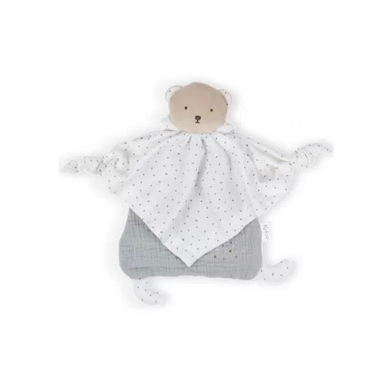 Doudou plat Petit pas ourson gris