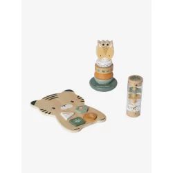 Coffret 3 jeux d&rsquo;éveil TANZANIE en bois FSC® jaune