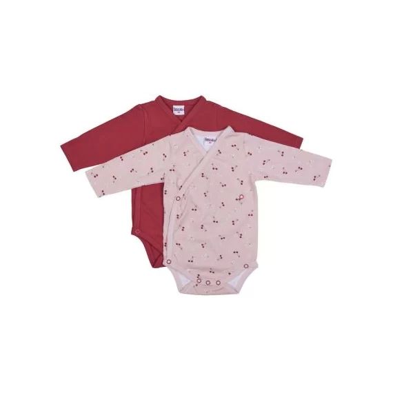 Lot de 2 bodies manches longues en coton Cerise (1 mois)