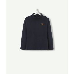 Sous pull bébé garçon en coton avec col montant marine –  – Soldes