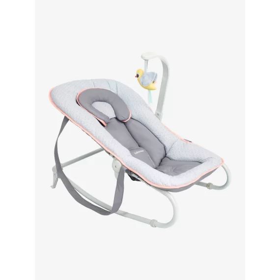 Transat BABYMOOV Graphik avec arche de jeux gris/pêche