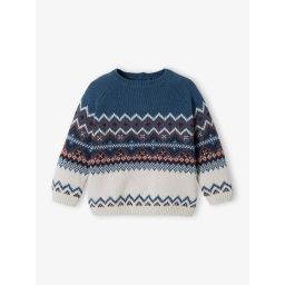 Pull jacquard bébé gris perle