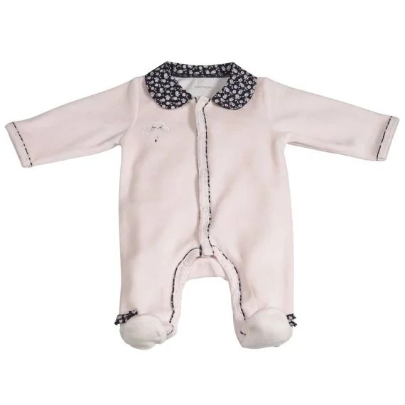 Pyjama Bébé À Manches Longues En Velours Rose