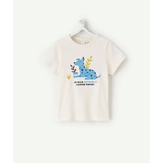 T-shirt bébé garçon en coton bio avec chien bleu –  – Soldes