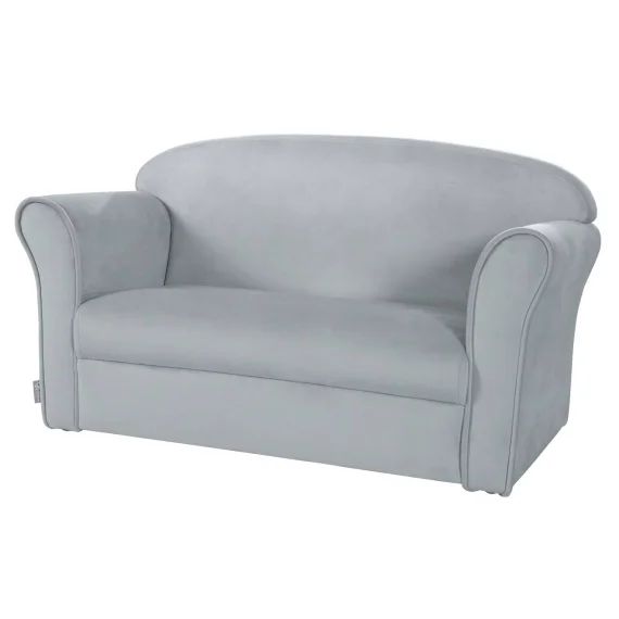 Canapé Club En Velours Doux Pour Enfant – Rembourré En Mousse – Lil Sofa Gris Argenté