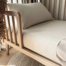 Drap Housse Bébé Percale De Coton Bio Rayé Rayé Lin