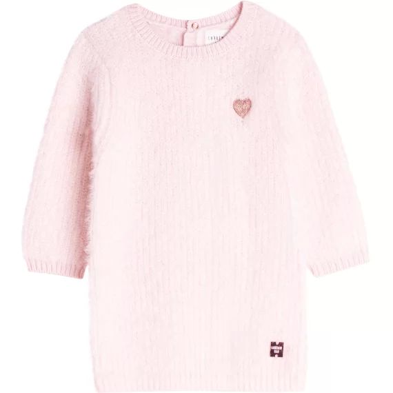 Robe en tricot duveteux Fille Rose
