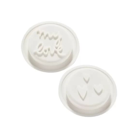 Lot de 2 opercules en silicone pour biberon coeurs & my love