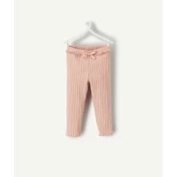 Legging bébé fille rose côtelé avec volants –  – Soldes