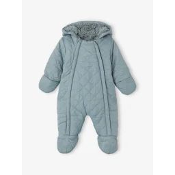 Combi-pilote mixte matelassée bébé doublée sherpa bleu canard