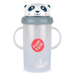 Grande Tasse Anti Fuite + Paille Lestée Panda -300 Ml Gris