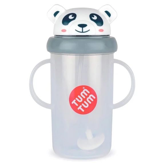 Grande Tasse Anti Fuite + Paille Lestée Panda -300 Ml Gris